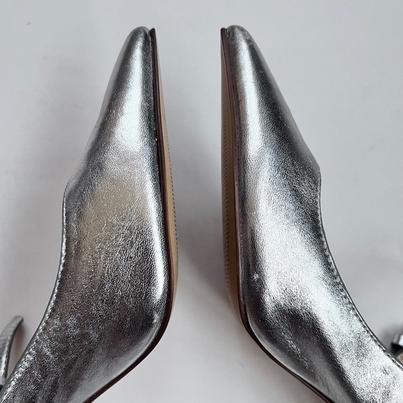 BOTKIER Women’s Hannah Metallic Silver Leather Pointed Mule Slip-on Size 5.5 - Picture 6 of 11